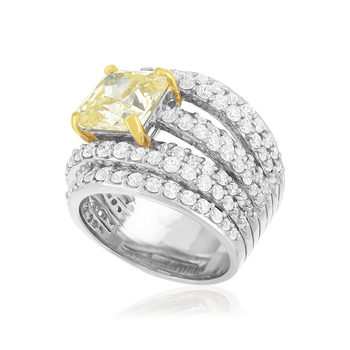 Bague argent 925 zirconias jaune et blanc