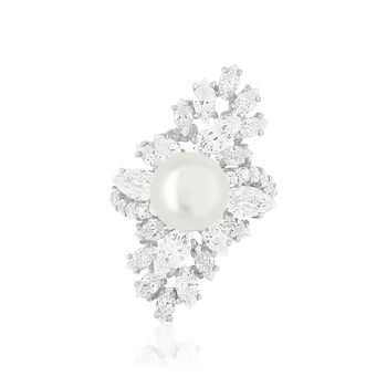 Bague argent 925 perle d'eau douce et zirconias