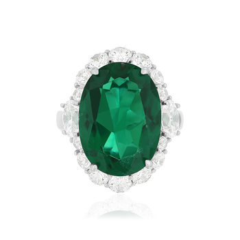 Bague argent 925 cristal vert et zirconias