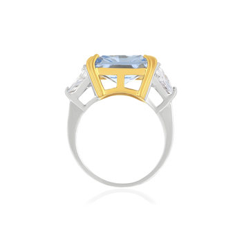 Bague argent 925 2 tons cristal bleu et zirconias