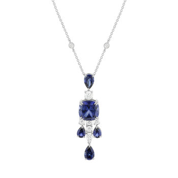 Collier argent 925 et zirconias bleus et blanc