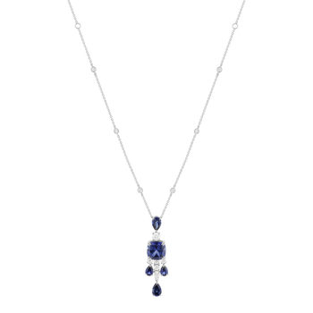 Collier argent 925 et zirconias bleus et blanc