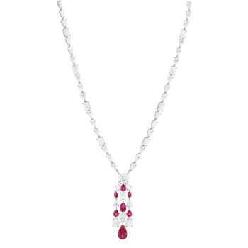 Collier argent 925 rubis synthétique et zirconias 41cm