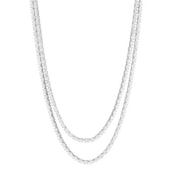 Collier argent 925 multi rangs zirconias 45cm et 42cm