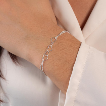 Bracelet argent 925 motifs coeurs
