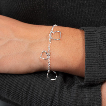 Bracelet argent 925 pampilles coeurs