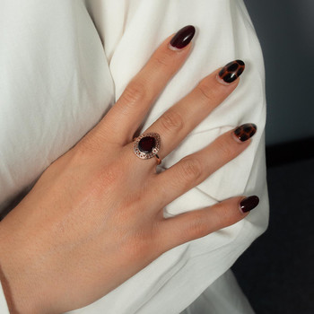 Bague argent 925 rose ambre