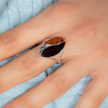 Bague argent 925 ambre