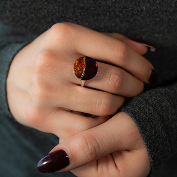Bague argent 925 ambre