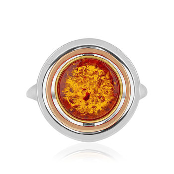 Bague argent 925 3tons ambre