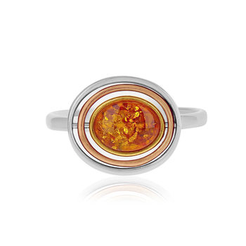Bague argent 925 3 tons ambre