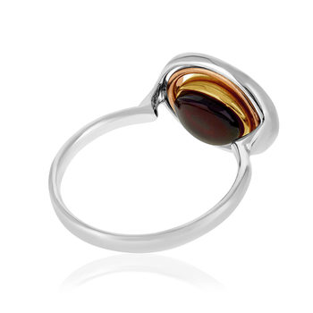 Bague argent 925 3 tons ambre