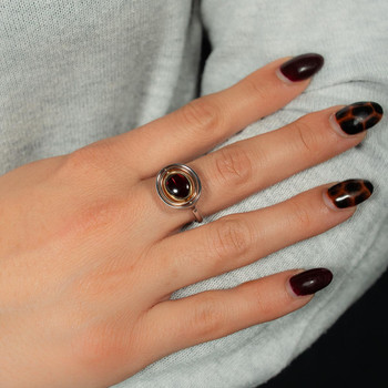 Bague argent 925 3 tons ambre