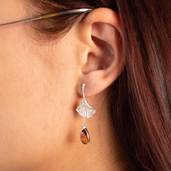 Boucles d'oreilles argent 925 ambre
