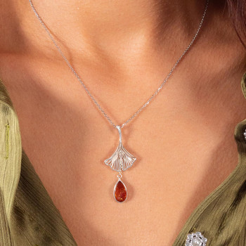 Pendentif argent 925 ambres