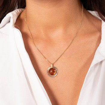 Pendentif argent 925 3 tons ambre