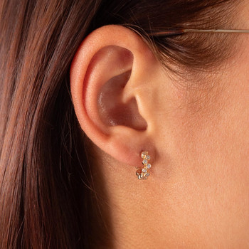 Demi créoles plaqué or jaune et zirconias