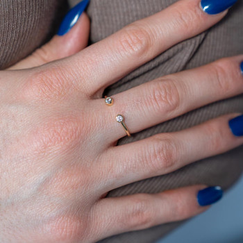 Geelgouden en zirkonia open ring