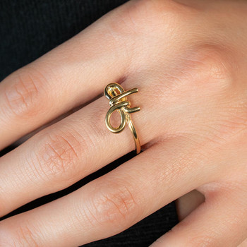 Yellow gold-plated bow ring