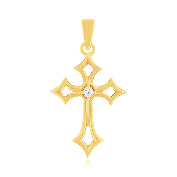 Pendentif croix plaqué or jaune et ziconias