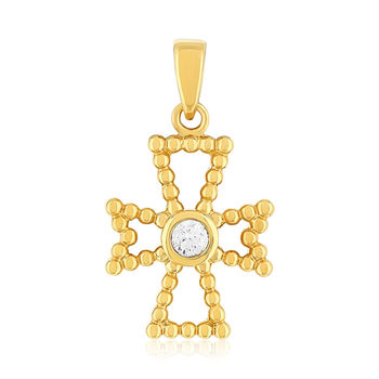 Pendentif croix plaqué or jaune et ziconias