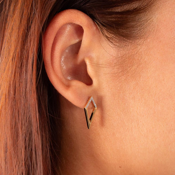 Boucles d'oreilles plaqué or 2 tons losange et ziconias