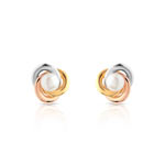 Boucles d&rsquo;oreilles 3 ors 750 perles de culture de Chine
