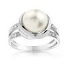 Bague or 750 blanc perle de culture du Japon et diamant