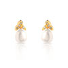 Boucles d'oreilles or 750 jaune perle culture Chine diamant
