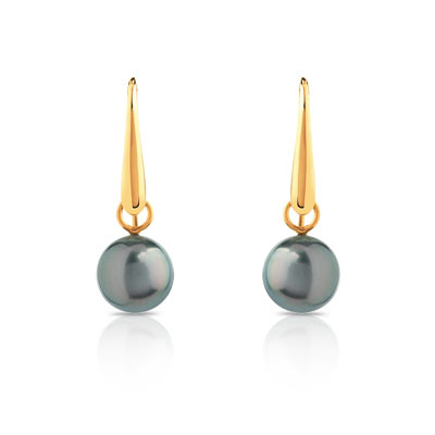 Boucles d'oreilles or 750 jaune perles de culture de Tahiti