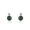 Boucles d'oreilles or 750 blanc perles de culture de Tahiti et diamant