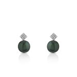 Boucles d&rsquo;oreilles or 750 blanc perles de culture de Tahiti et diamant