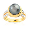 Bague or 750 jaune perle de culture de Tahiti diamant