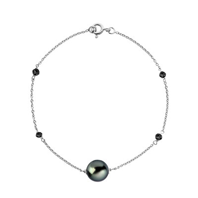 Bracelet or 750 blanc perles de culture de Tahiti diamant