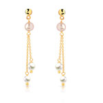 Boucles d&rsquo;oreilles or 750 jaune perles de culture de Chine