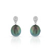 Boucles d'oreilles or 750 blanc perles de culture de Tahiti et diamant