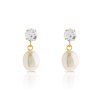 B.O d'oreilles or 750 jaune perle de culture de chine zirconia