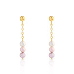 Boucles d'oreilles or 750 jaune perle de culture de Chine