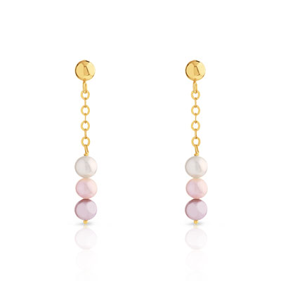 Boucles d'oreilles or 750 jaune perle de culture de Chine