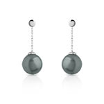 Boucles d'oreilles or 750 blanc perle de Culture de Tahiti