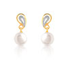 Boucles d'oreilles or 750 2 tons perle de culture de Chine et diamant