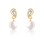 Boucles d'oreilles or 750 2 tons perle de culture de Chine et diamant