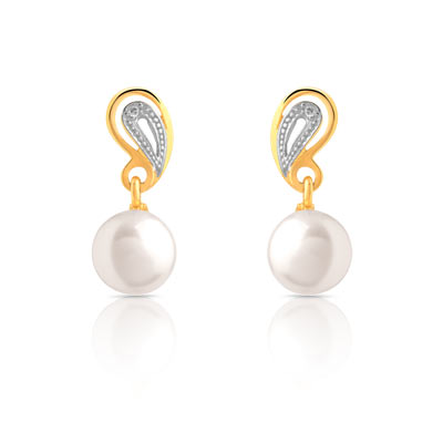 Boucles d'oreilles or 750 2 tons perle de culture de Chine et diamant