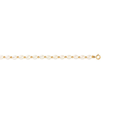 Bracelet or perles de culture de chine 18 cm