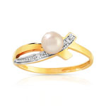Bague or 750 2 tons perle de culture de Chine et diamant