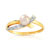 Bague or 2 tons perle de culture de chine diamants