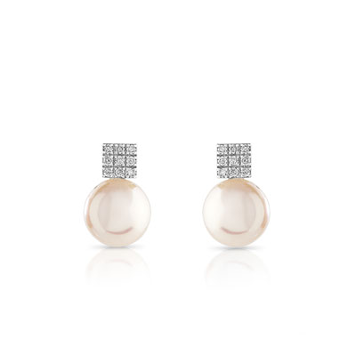 B.o. or blanc perles de culture du japon diamants