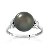 Bague or 750 blanc perle de culture Tahiti et diamant