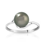 Bague or 750 blanc perle de Culture de Tahiti