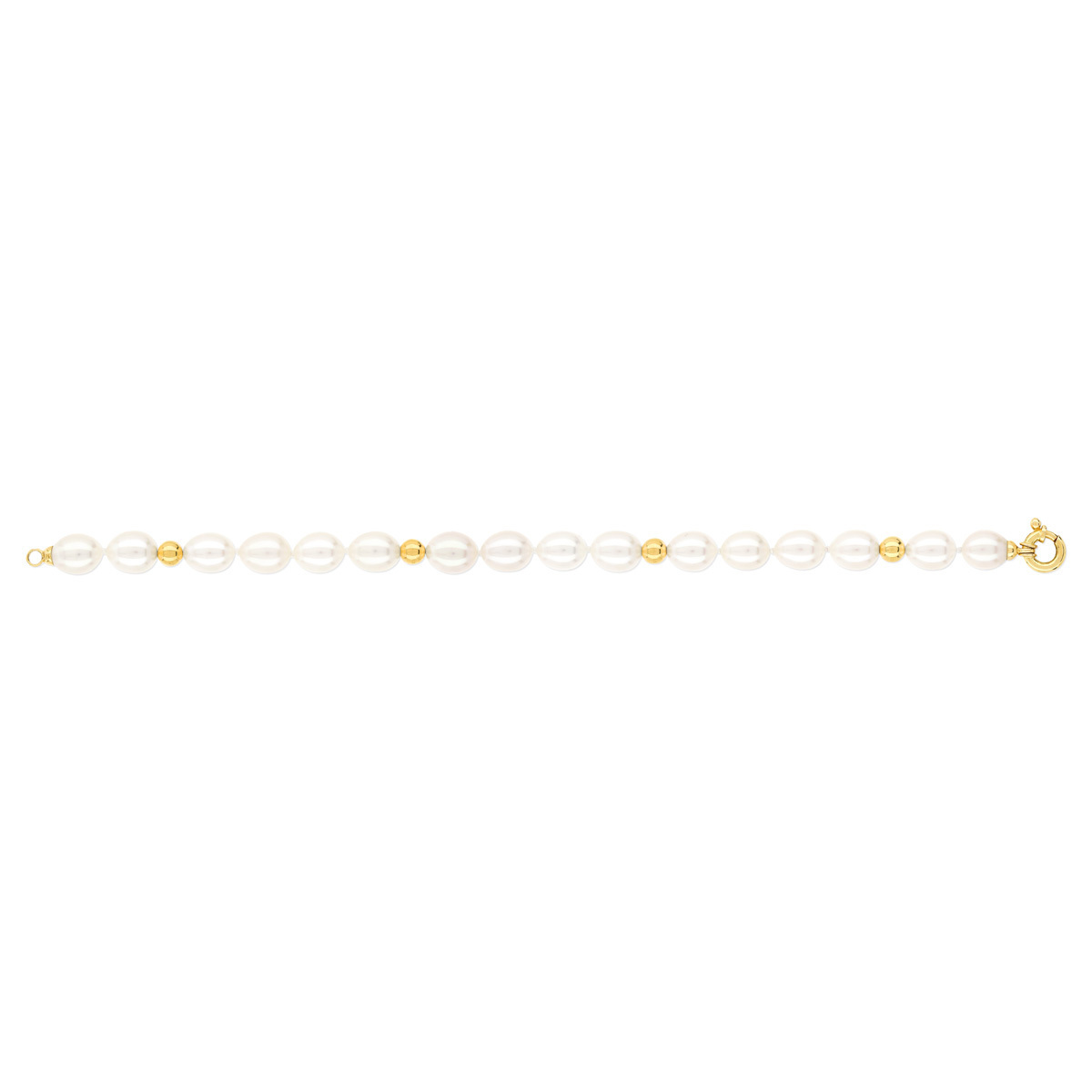 Bracelet or 750 jaune perles de culture de Chine ovales 19 cm